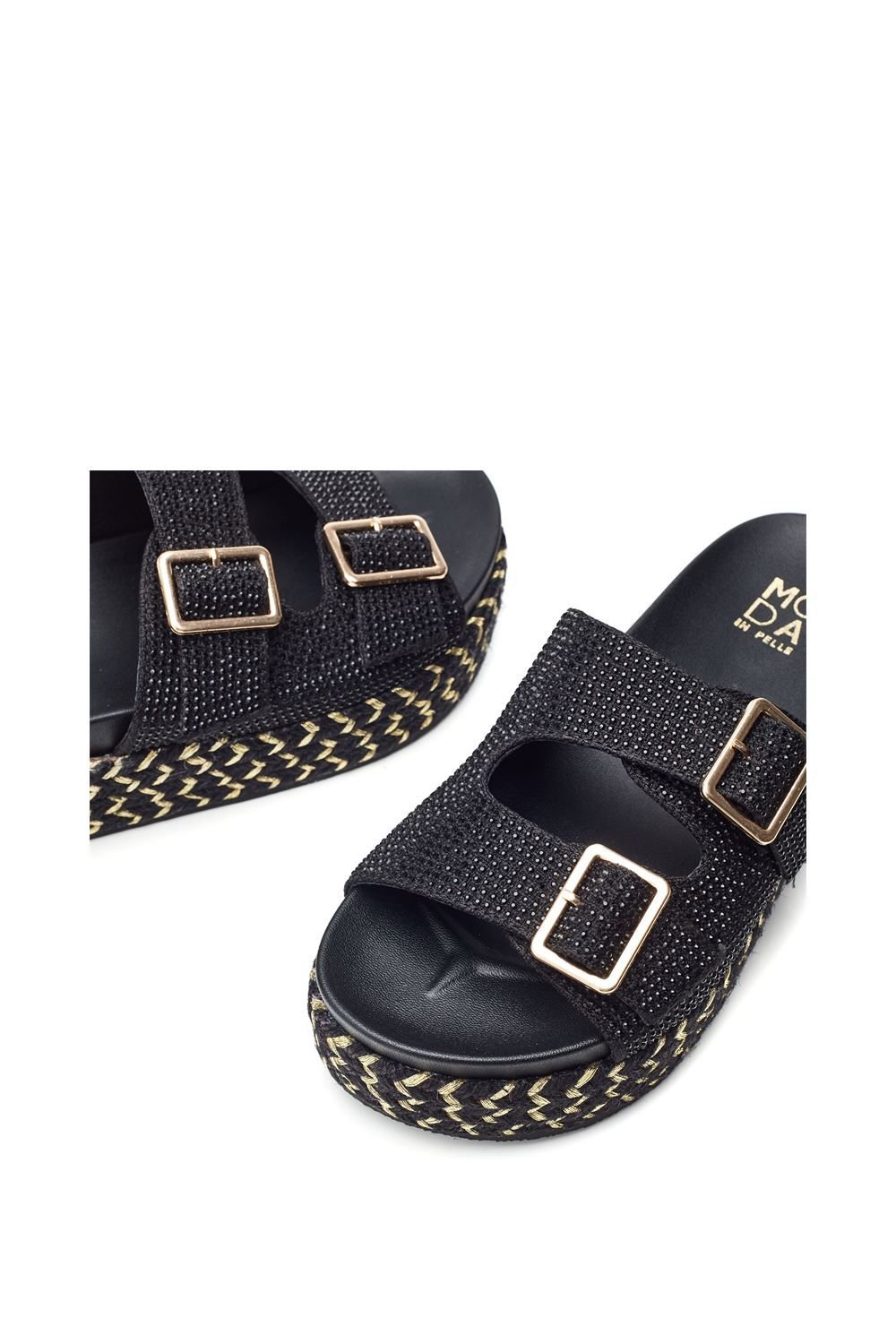 Moda In Pelle Moda In Pelle Women's 'Oceania' Textile Flatforms in Black - 4