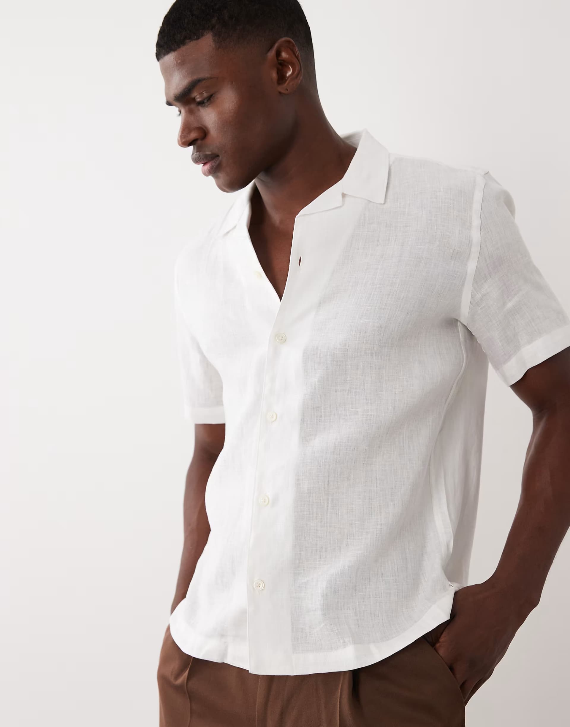 ASOS ASOS White Linen Short Sleeve Shirt