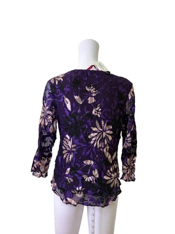ho, H&O LTD Silk Blouse Top T-Shirt Size 12 Purple Floral Womens NEW EU 40 RRP £72