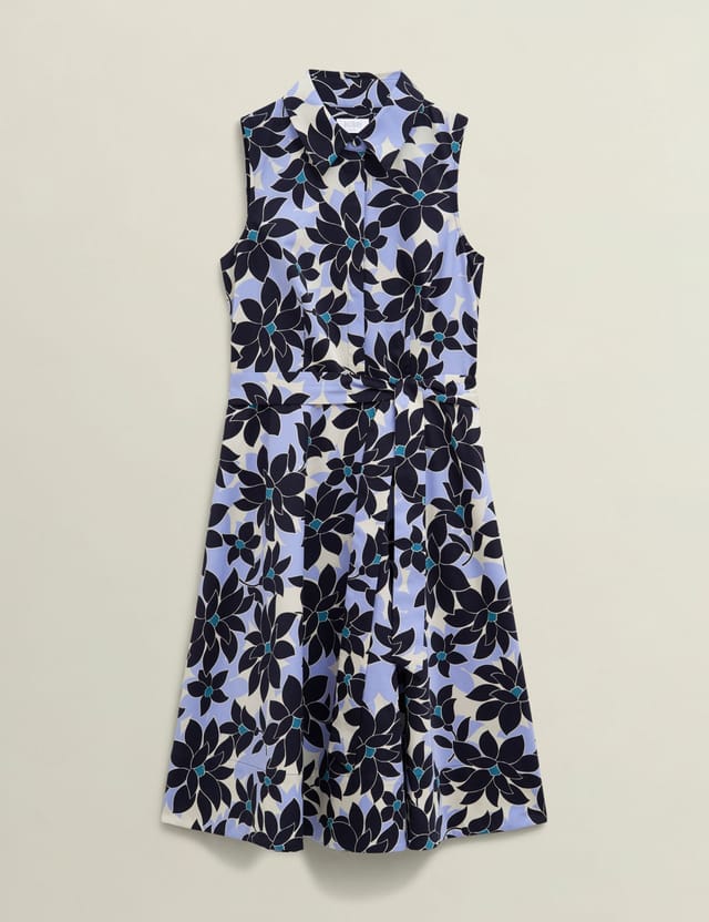 Hobbs London Hobbs London Women's Beki Floral Midi Shirt Dress in Pale Blue - 2