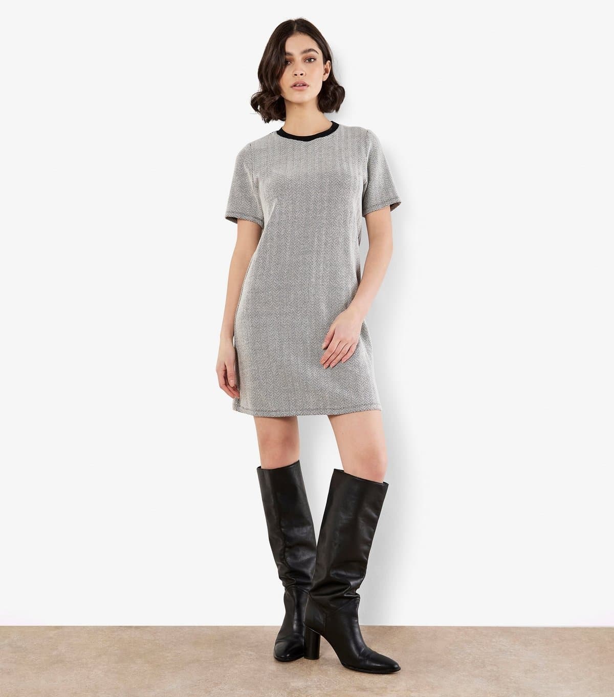 Apricot Women's Black Chevron Mini T-Shirt Dress Apricot New Look