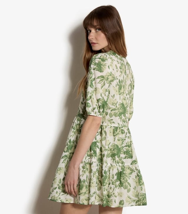 Apricot Women's Floral Print Poplin Tiered Mini Dress Apricot New Look - 3