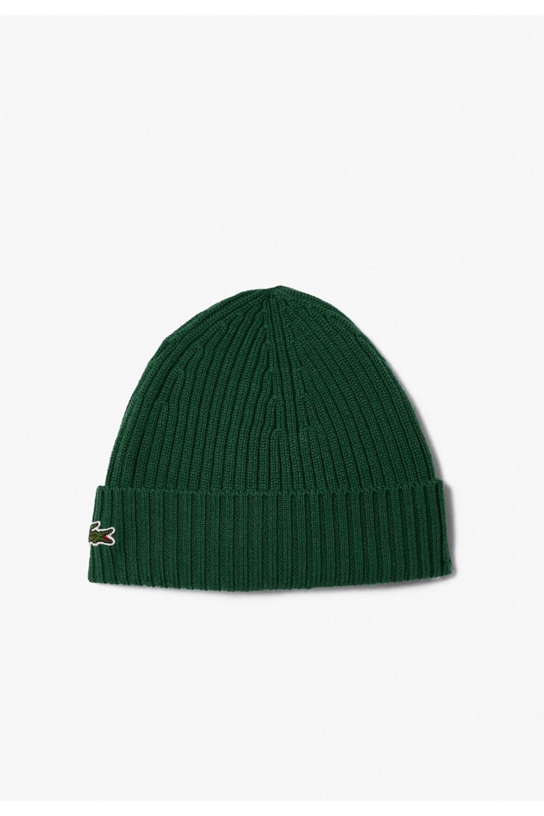 Lacoste Lacoste Men's Rib Knit Brushed Wool Beanie Green
