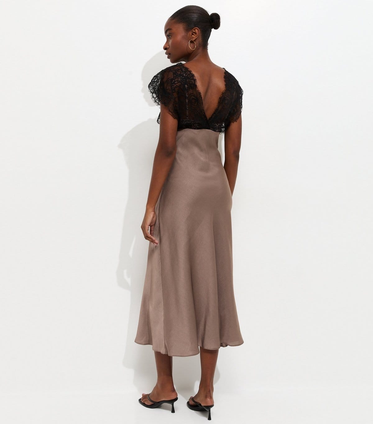 New Look Women's Light Brown Lace Bodice Satin Midi Dress New Look - 4