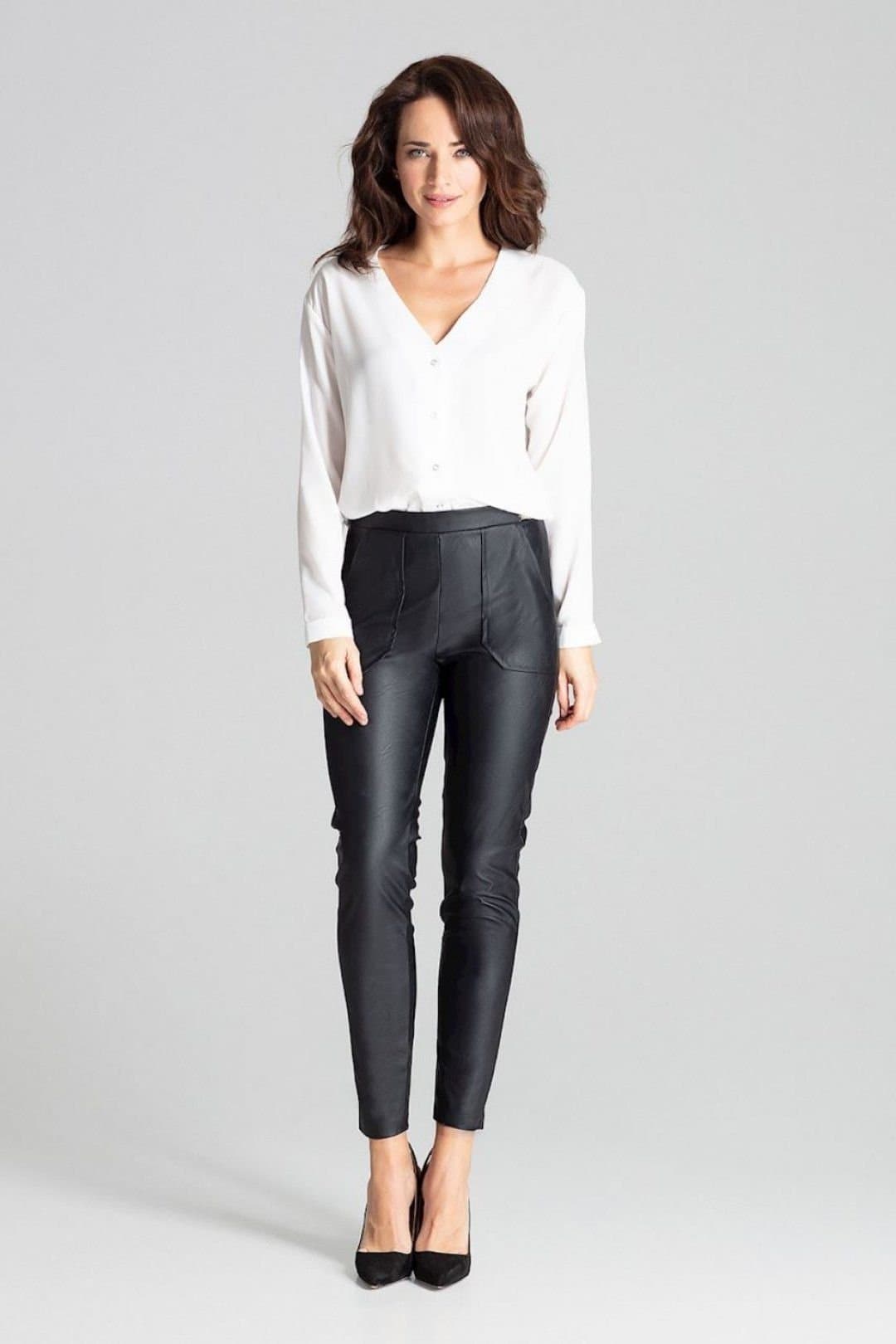 Love Lace Love Lace Black Leather-Look Tailored Trousers