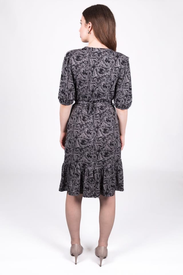 SOLO SOLO Women's Abstract Print Wrap Dress in Black - 3