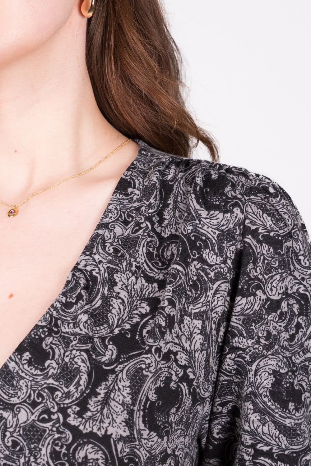 SOLO SOLO Women's Abstract Print Wrap Dress in Black - 4