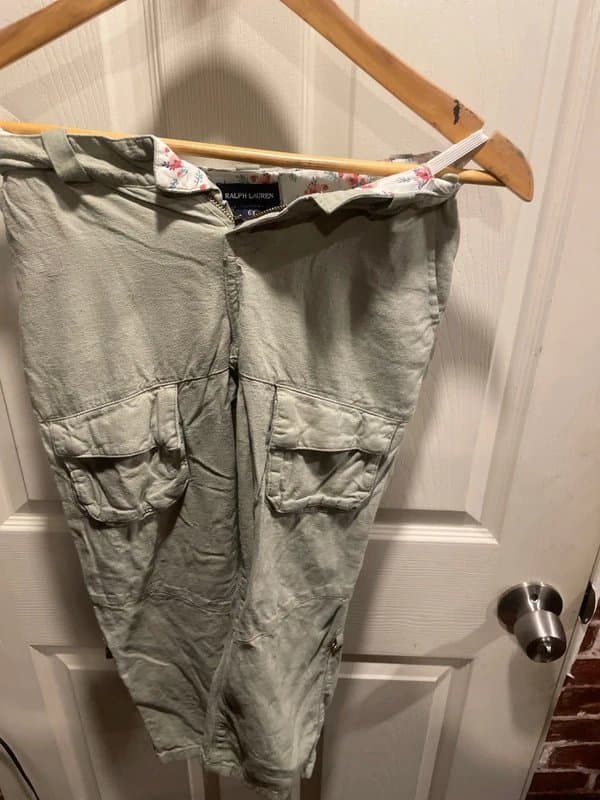 Ralph Lauren Little girls, Ralph Lauren Green linen roll up cargo pants