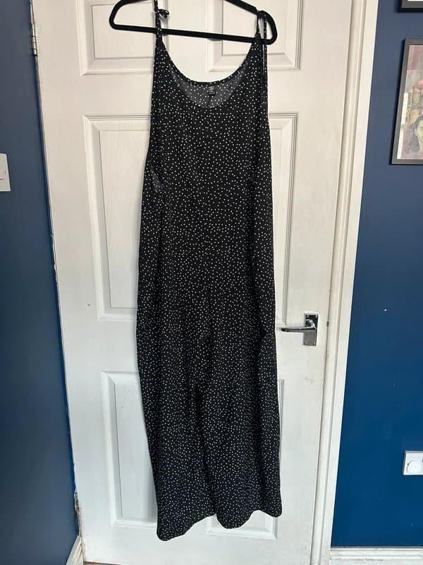 Shein Black and White Polka Dot Wide Leg Jumpsuit Size 3XL