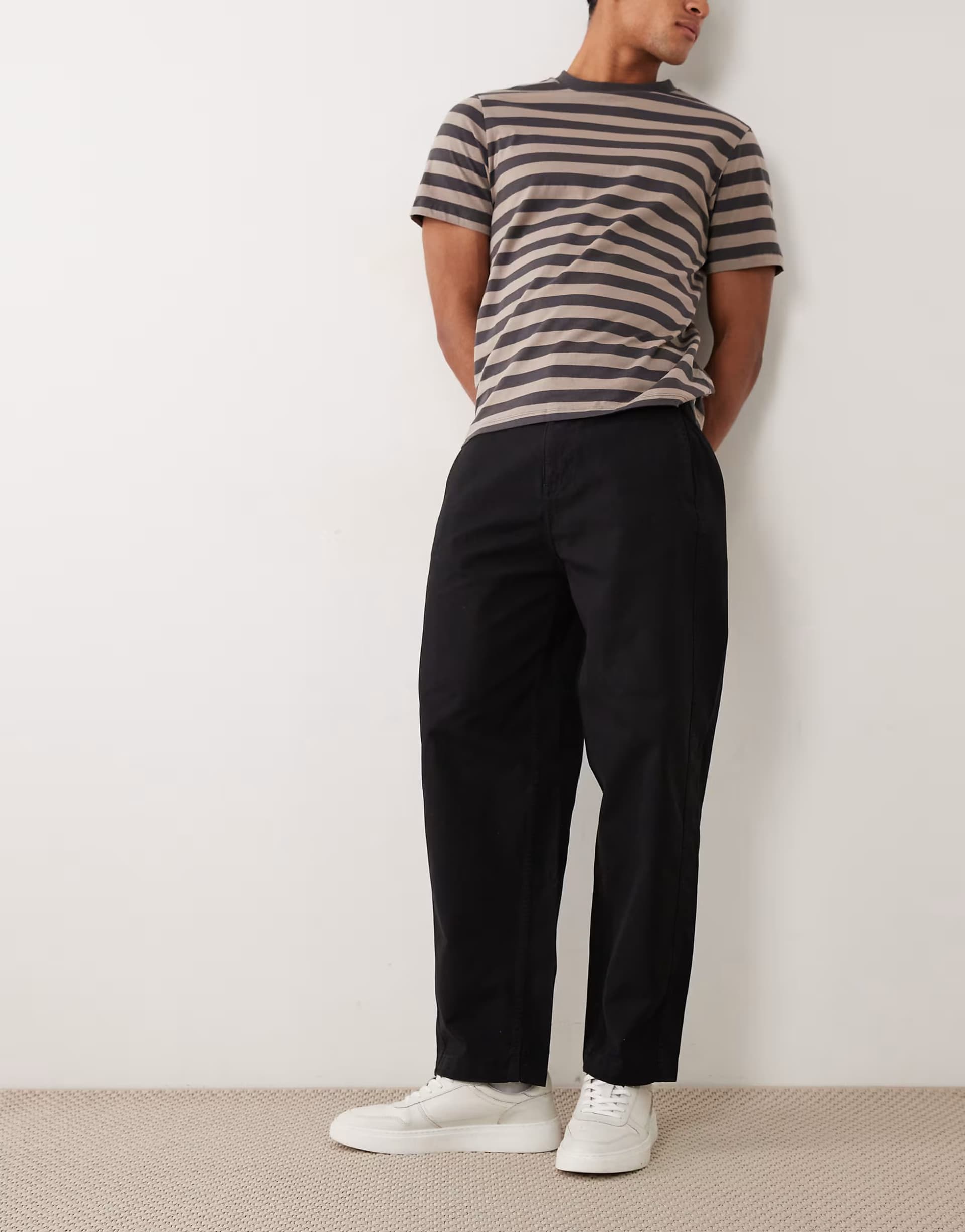 ASOS Jack & Jones barrel chino trouser in black