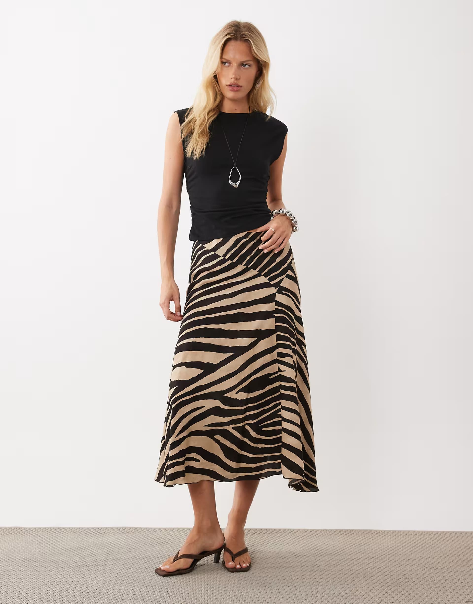 ASOS Mango midi skirt in zebra print