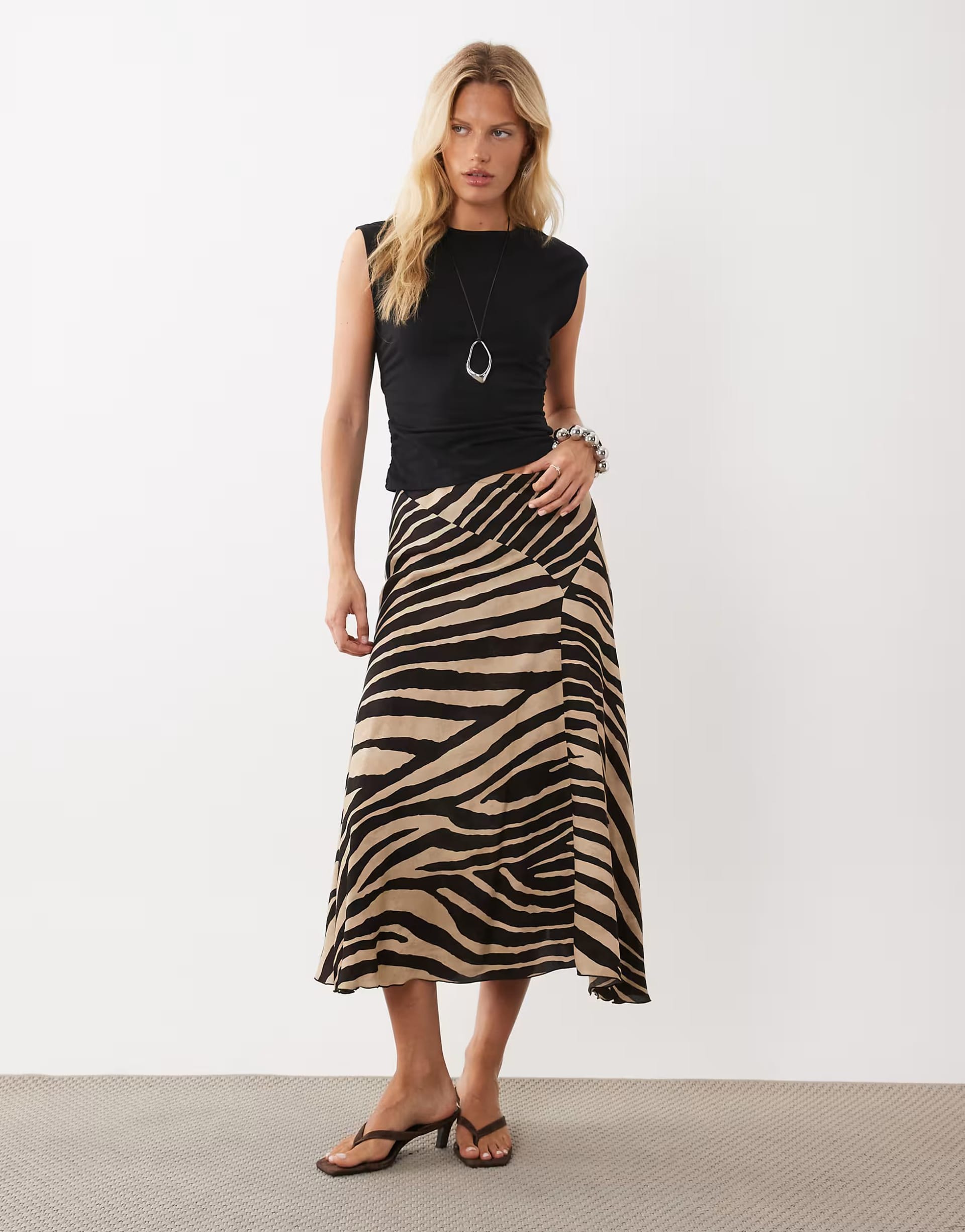 ASOS Zebra Print Midi Skirt