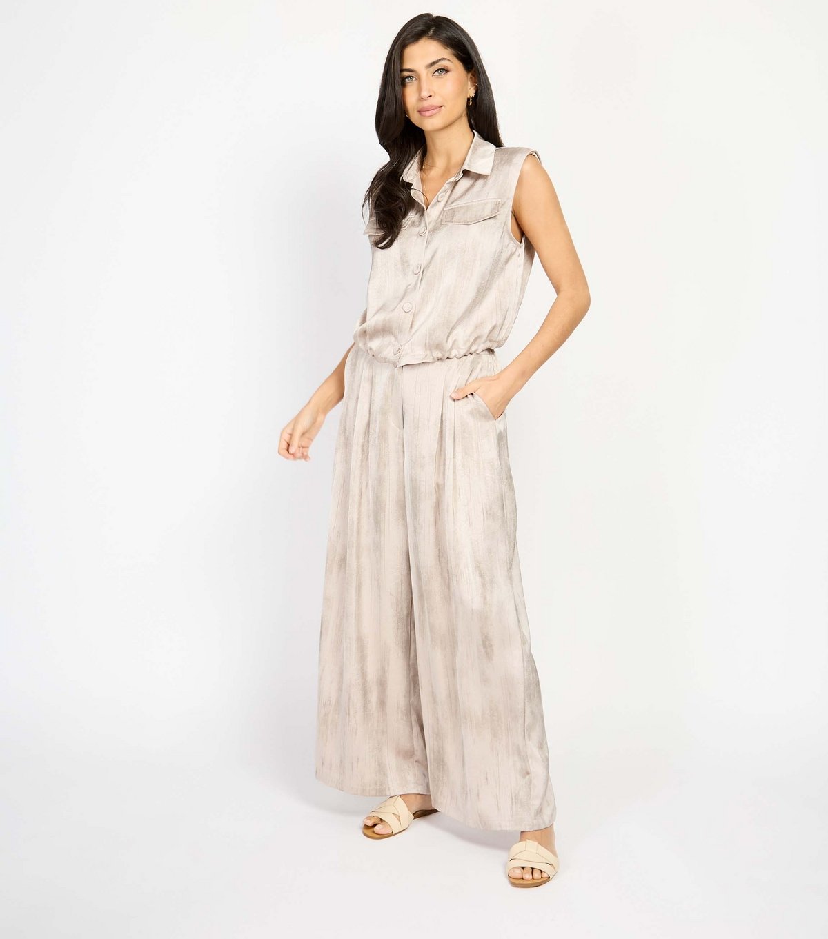 Little Mistress Women's Light Brown Pleated Satin Trousers Little Mistress New Look - 2