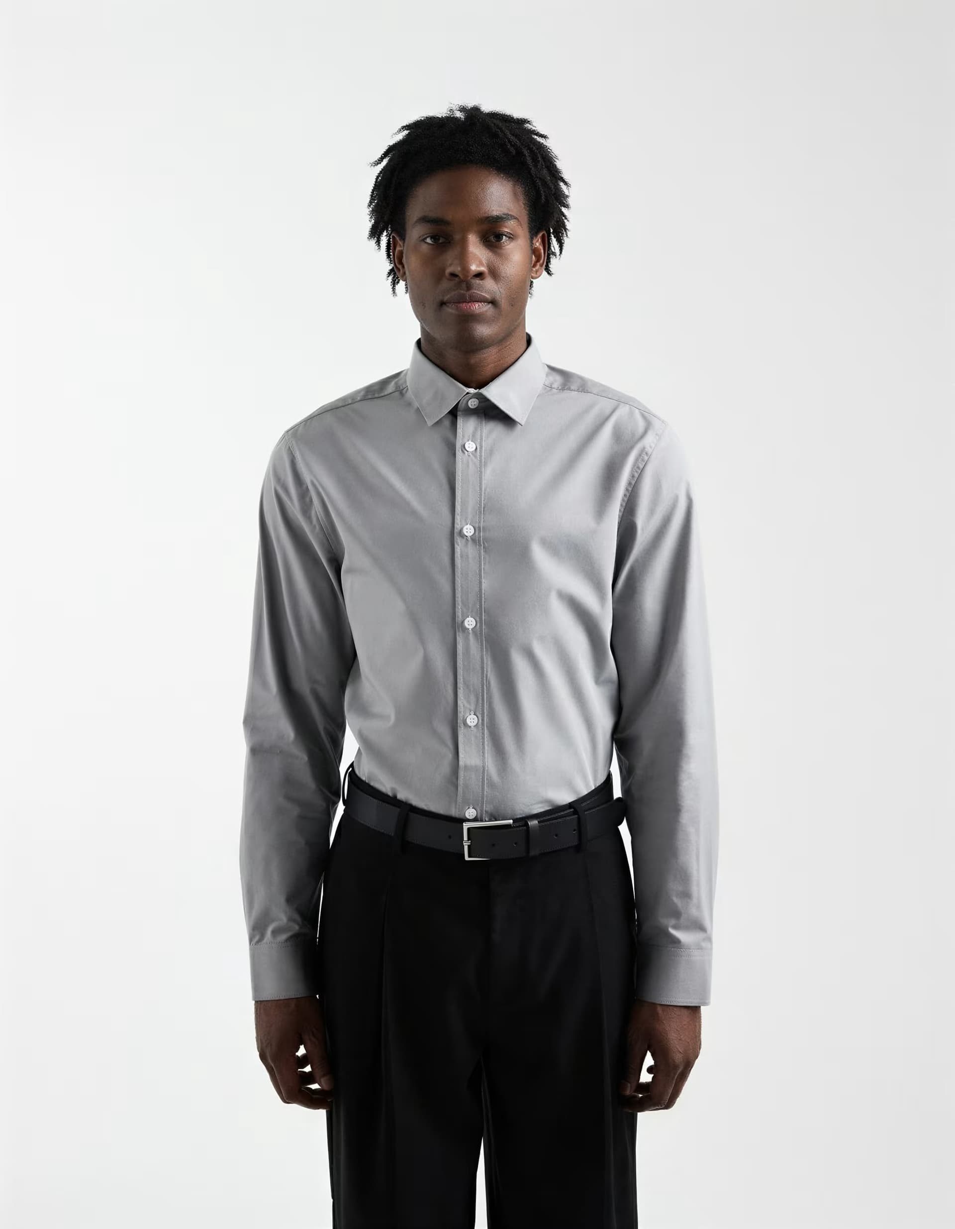 ASOS ASOS DESIGN regular fit smart poplin shirt in light grey