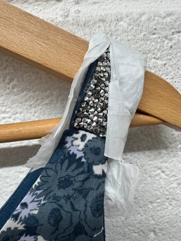 Next Ladies Next Blue Floral Summer Dress Embellished Straps UK 16 New