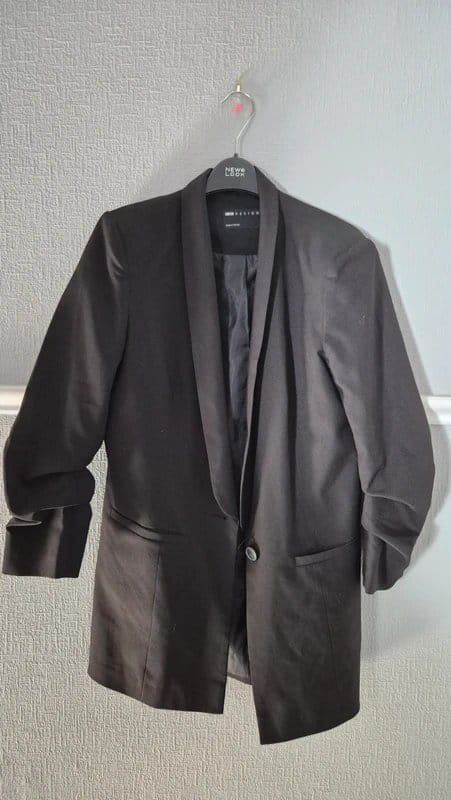 ASOS Design TALL Ruched Sleeve Black Blazer