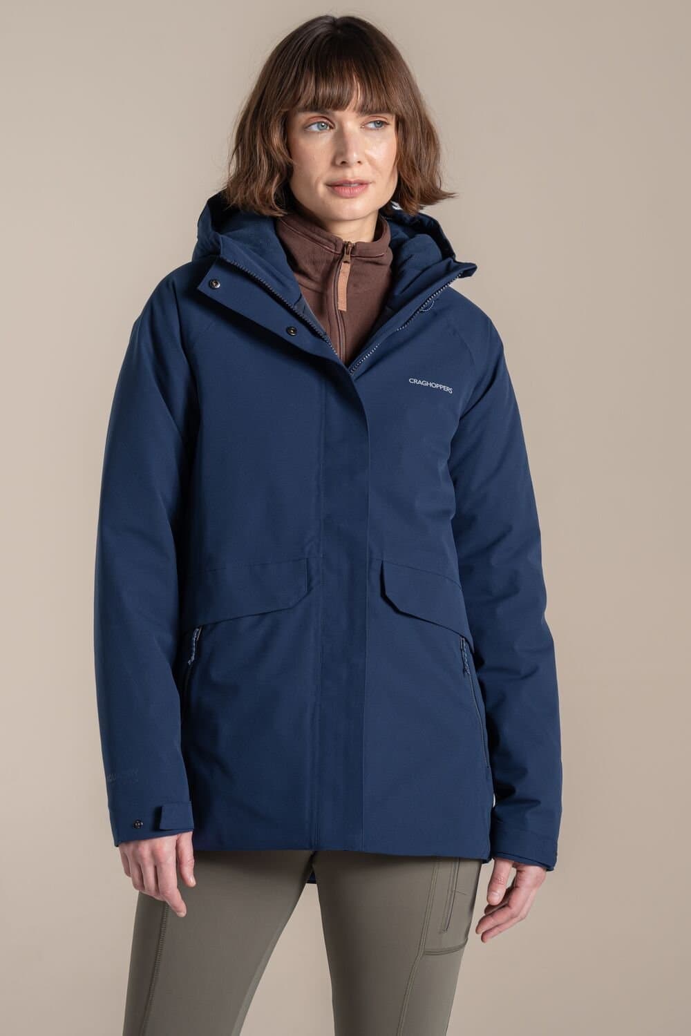 Craghoppers Craghoppers Women's Caldbeck Thermic Hooded Waterproof Breathable Padded Jacket in Navy
