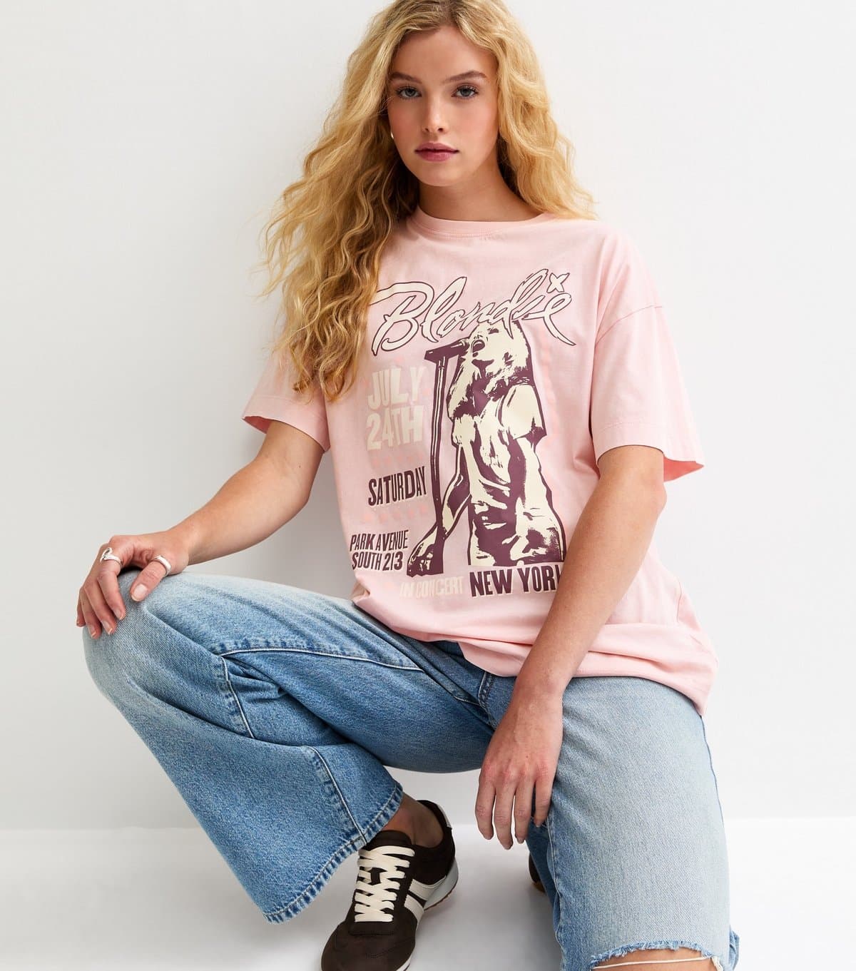 New Look Women's Light Pink Blondie Acid Oversized T-Shirt New Look