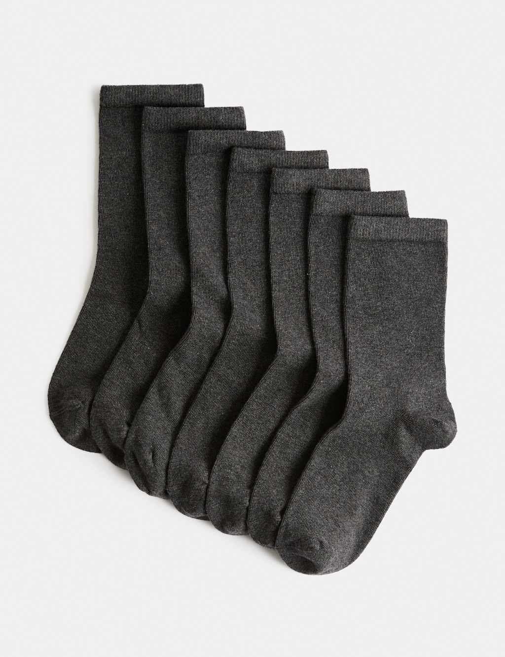 Marks & Spencer M&S 7 Pack School Socks (6 Small-10½ Large) Grey