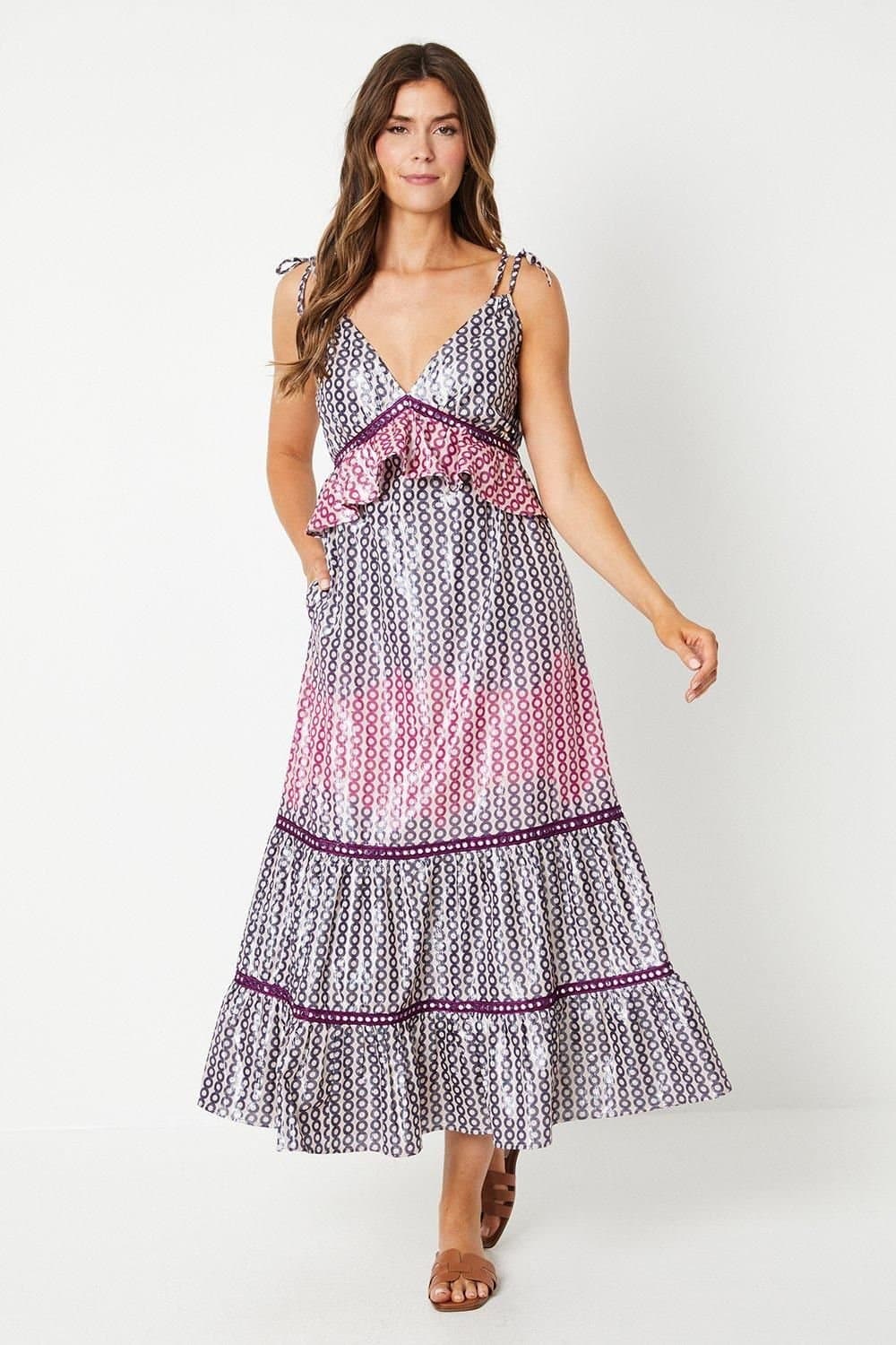 Wallis Wallis Purple Viscose Strappy Midi Dress