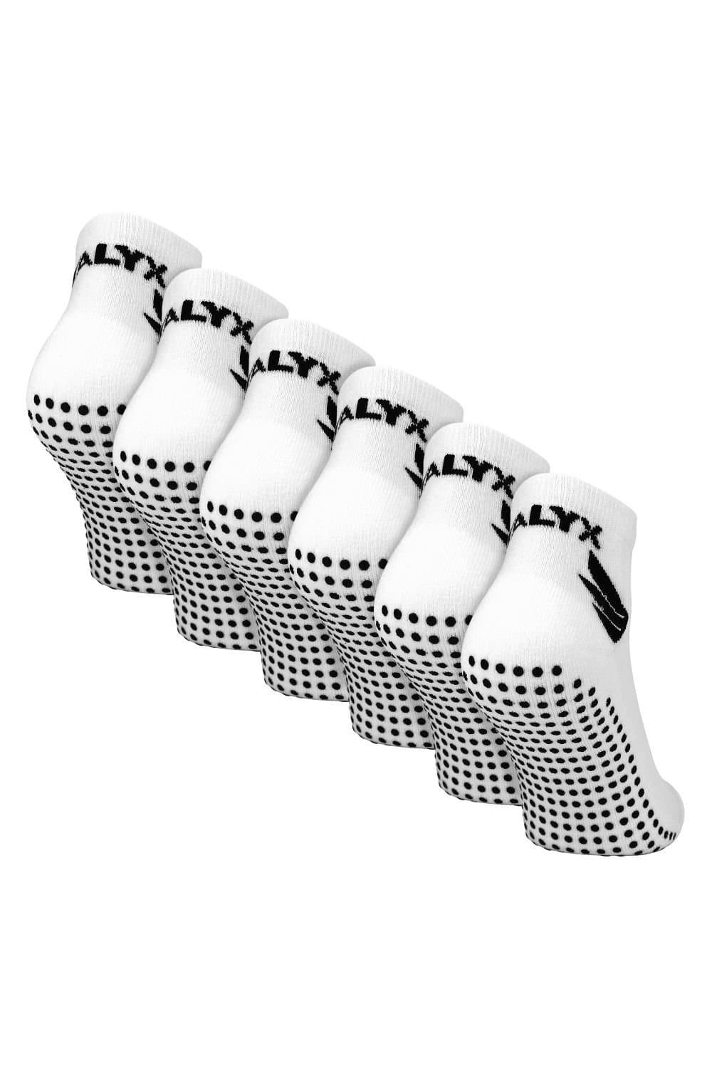 TALYX TALYX Men's 6 Pack Bamboo Ankle Non Slip Grip Socks in White