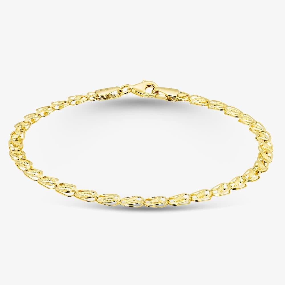 T.H.Baker T.H.Baker Women's 9ct Yellow Gold 7.5 Inch Multi Leaf Chain Bracelet BBE019Y