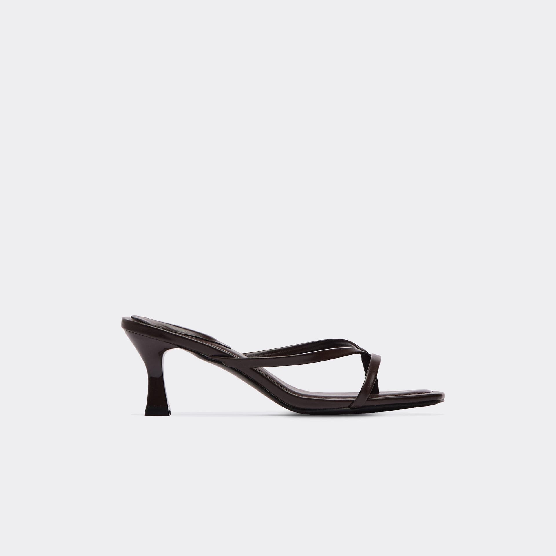 EGO Sander Strappy Low Heeled Mule In Brown Faux Leather, Women's Size UK 3