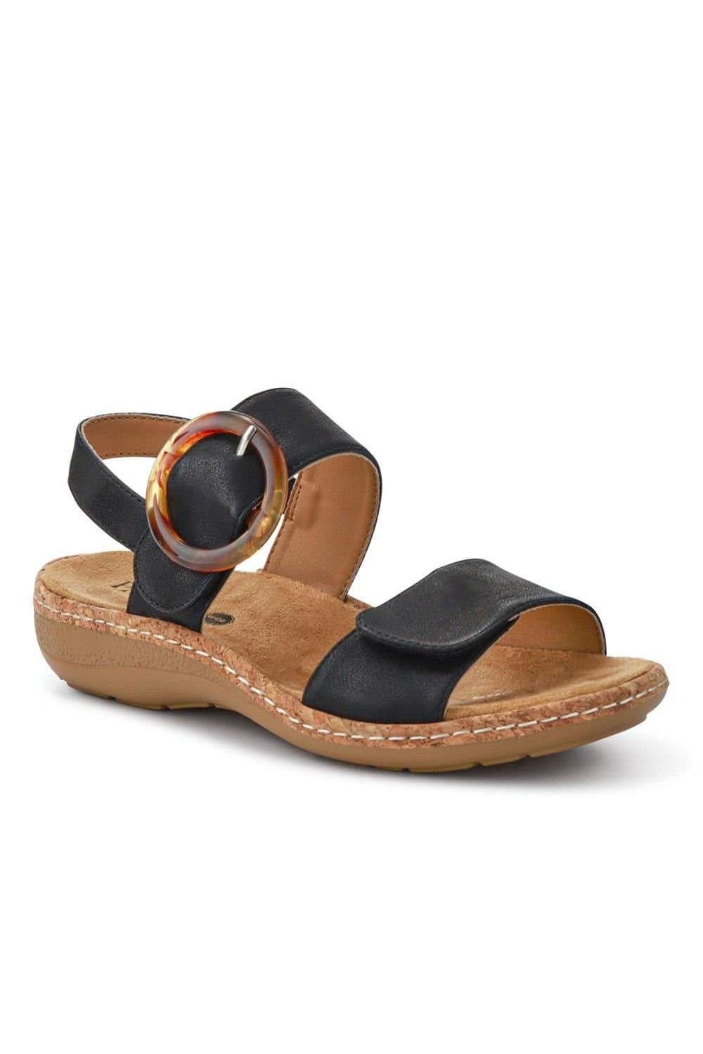Pavers Pavers Women's Adjustable Buckle Detail Comfort Sandals in Black