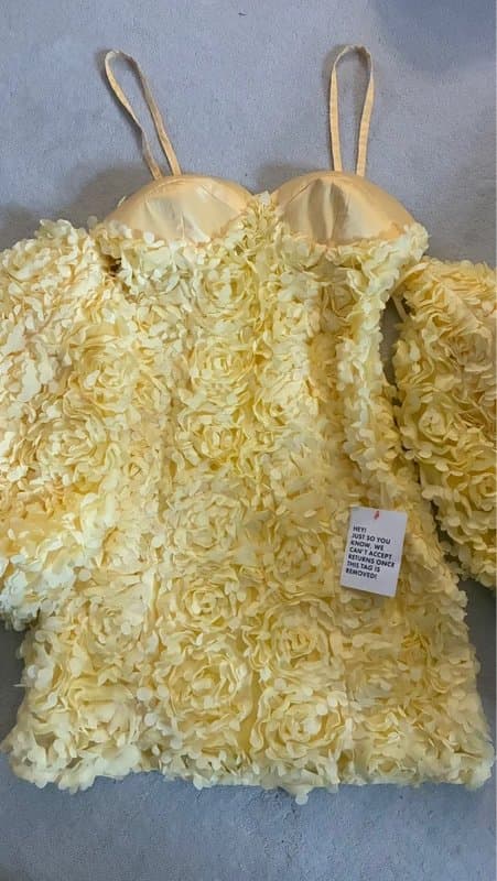ASOS Asos luxe yellow 3d flower dress size 10