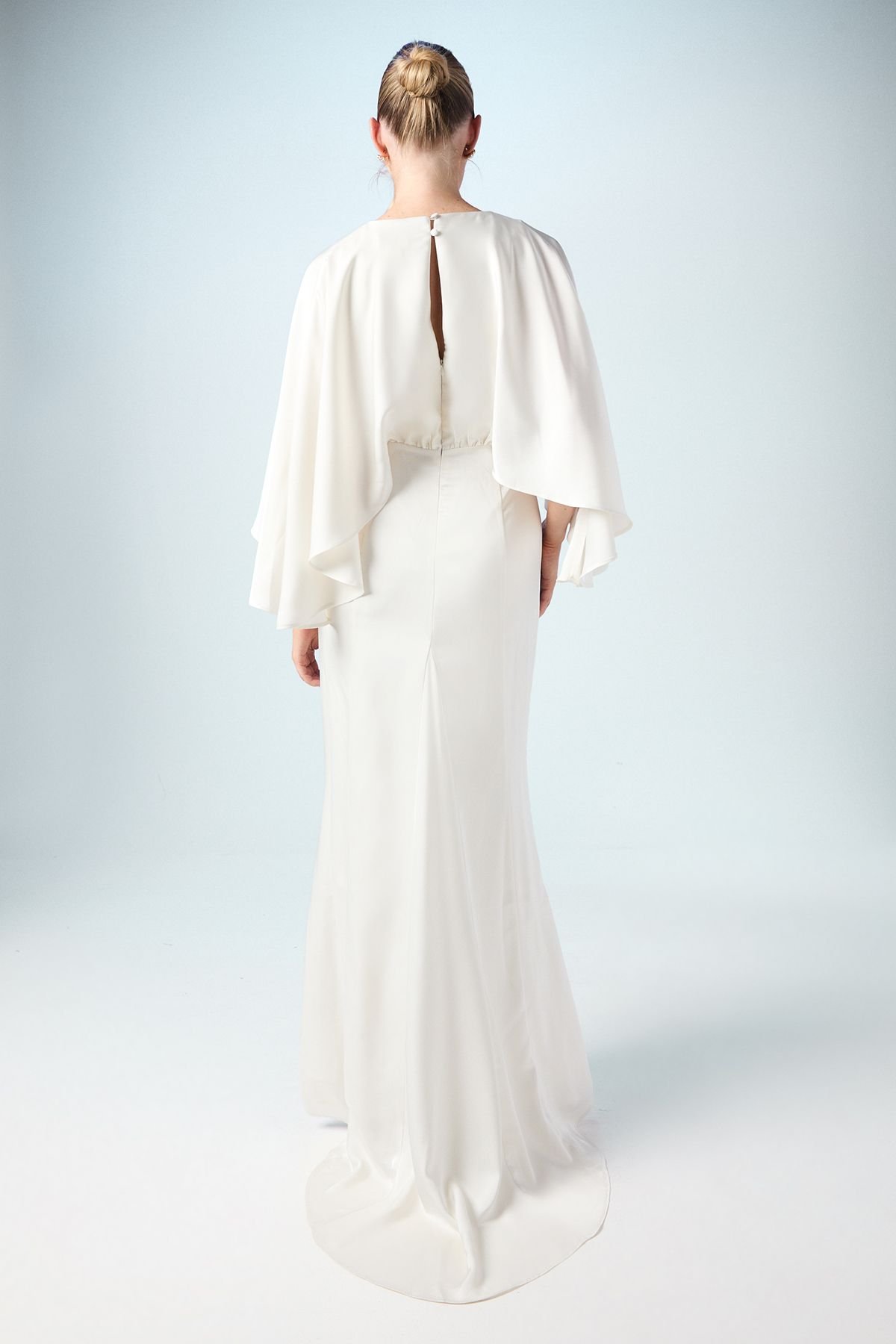 Coast Coast Women's V Neck Batwing Satin Wedding Dress in Ivory - 3