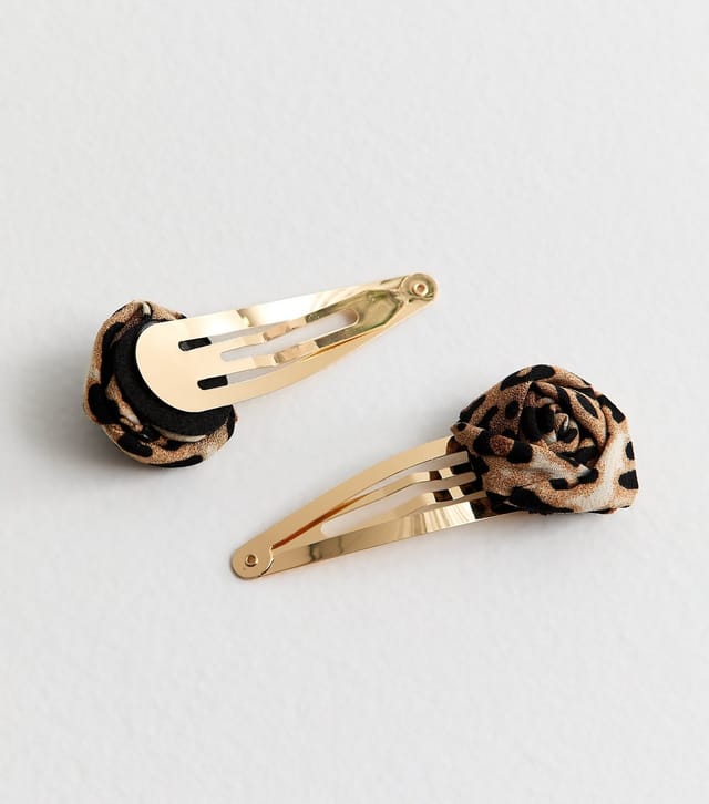New Look Pack Of 2 Leopard Print Flower Hair Slides New Look - 3