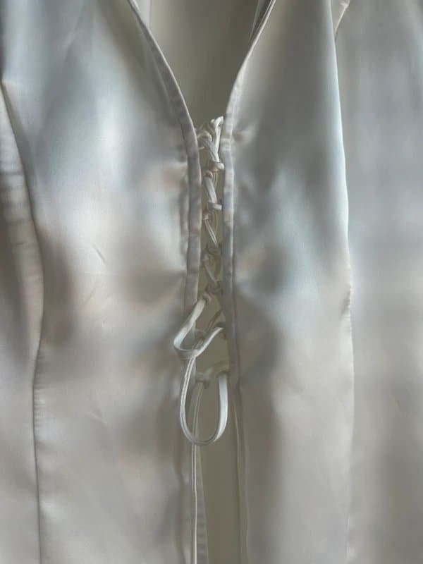 Bershka Long sleeve satin tie up shirt