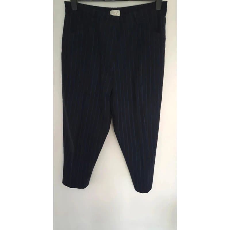 TOAST Toast wool blend pinstripe womens barrel leg trousers UK size 16