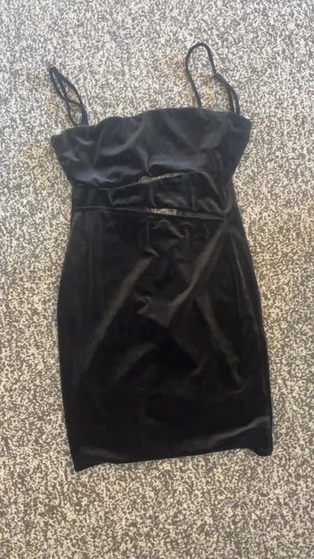Bershka Black Velvet Mini Dress