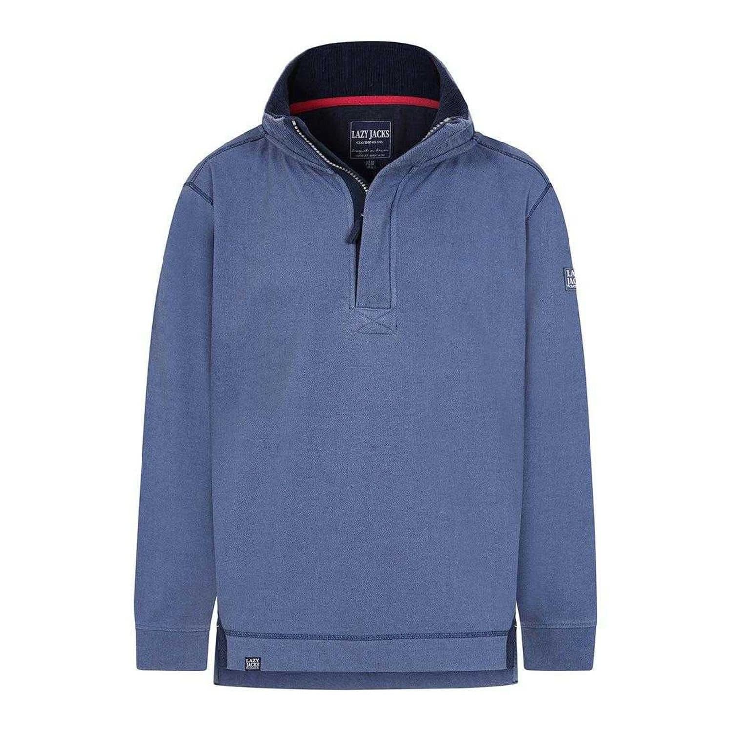 Lazy Jacks Lazy Jacks Men's Pique Quarter Zip Sweatshirt in Mid Blue