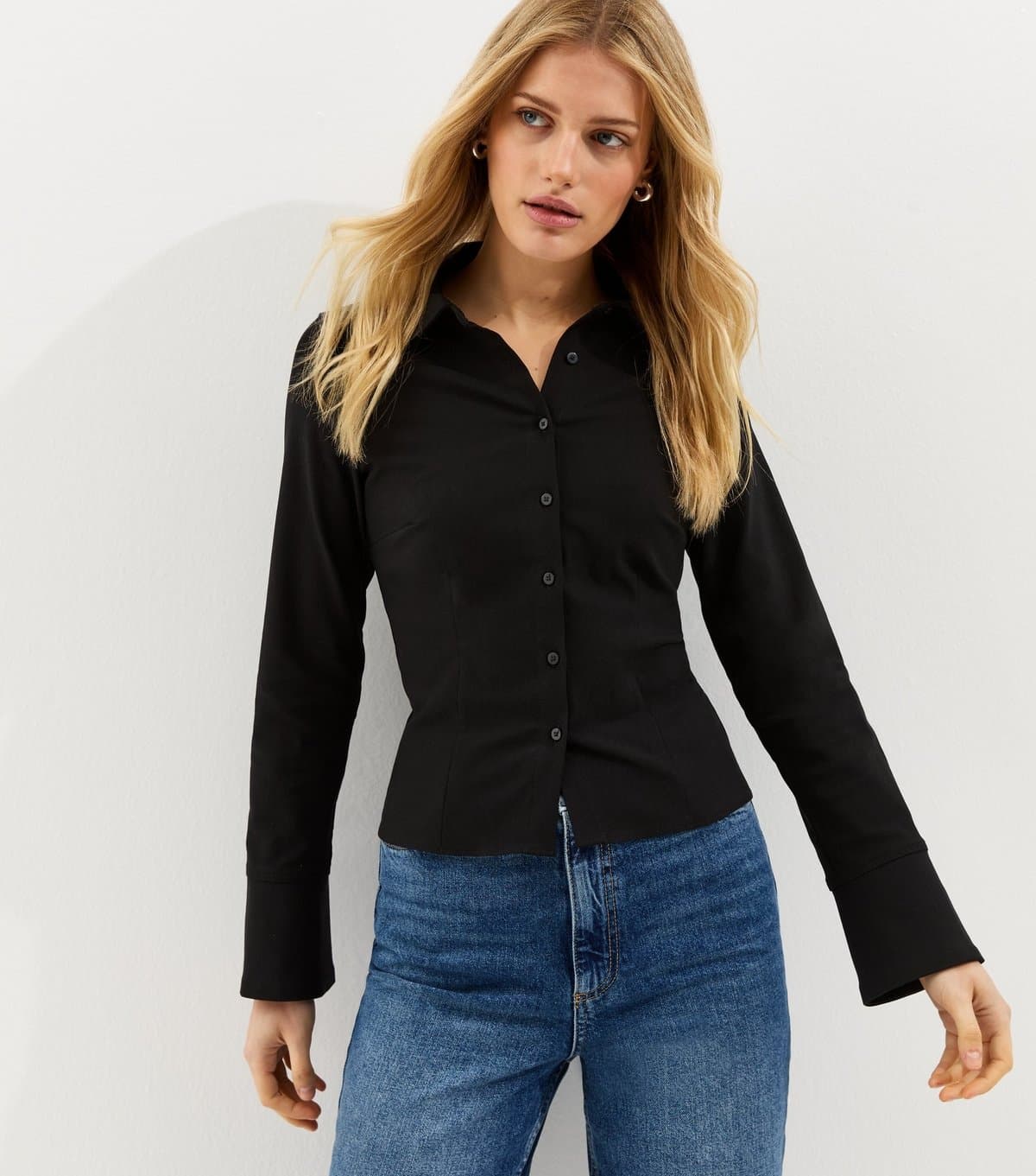 New Look Women's Black Fitted Long Sleeve Shirt New Look
