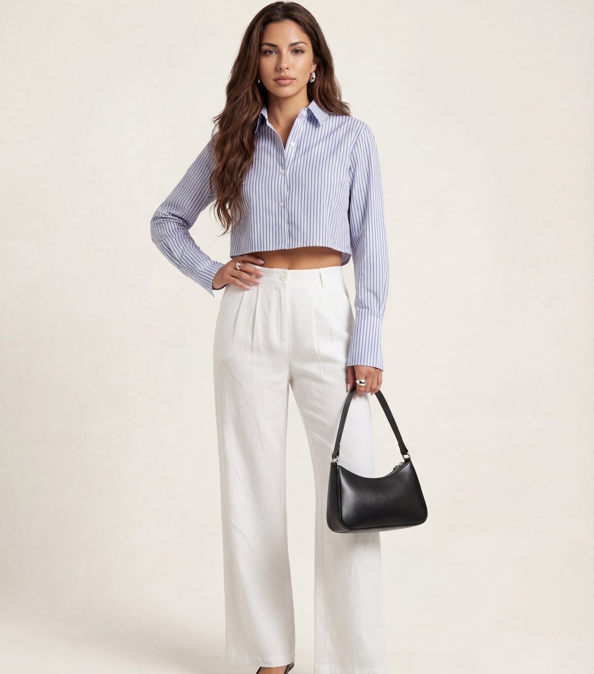 Urban Bliss Women's White Woven Cotton Rich Leg Trousers Urban Bliss New Look - 1