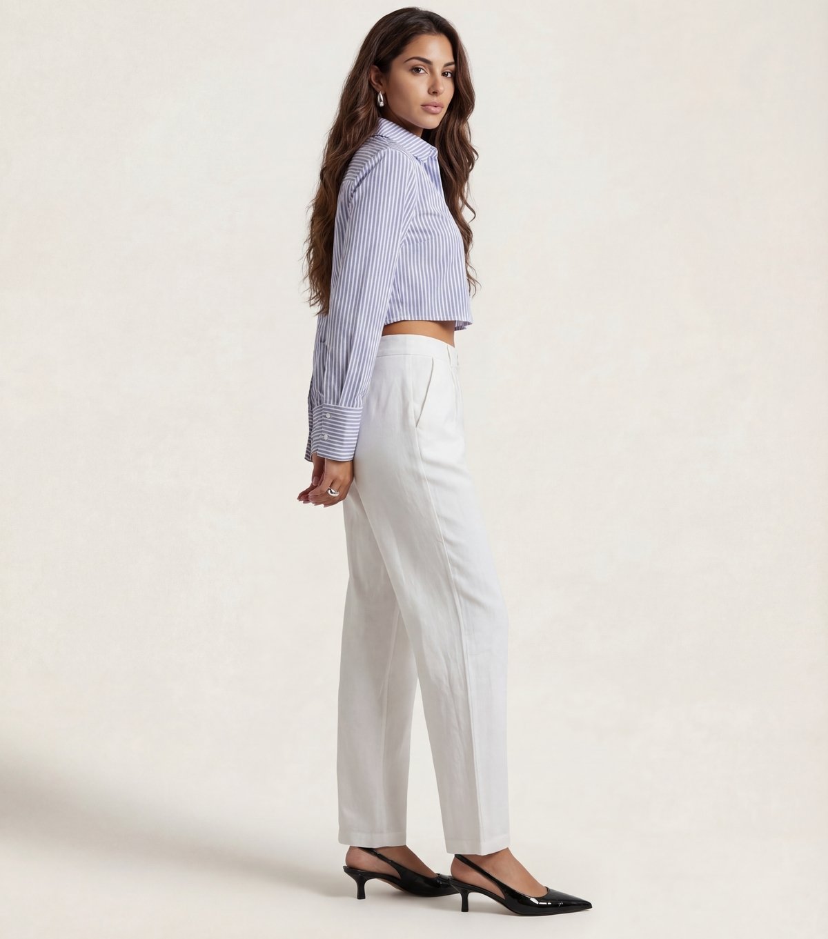 Urban Bliss Women's White Woven Cotton Rich Leg Trousers Urban Bliss New Look - 2