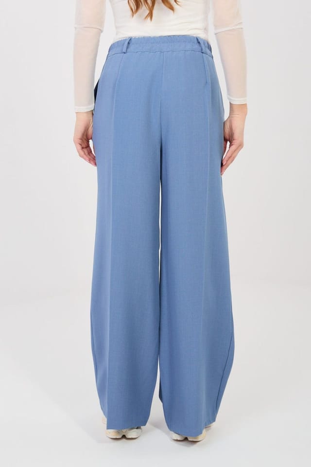 Love Lace Love Lace Women's Elegant High Waisted Wide Leg Trousers Style 225559 in Blue - 3