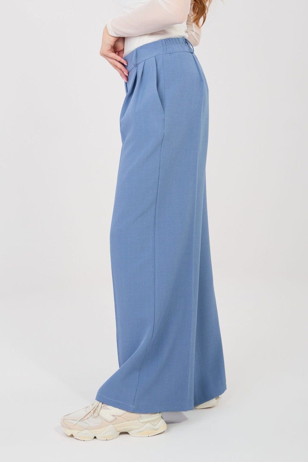 Love Lace Love Lace Women's Elegant High Waisted Wide Leg Trousers Style 225559 in Blue - 4