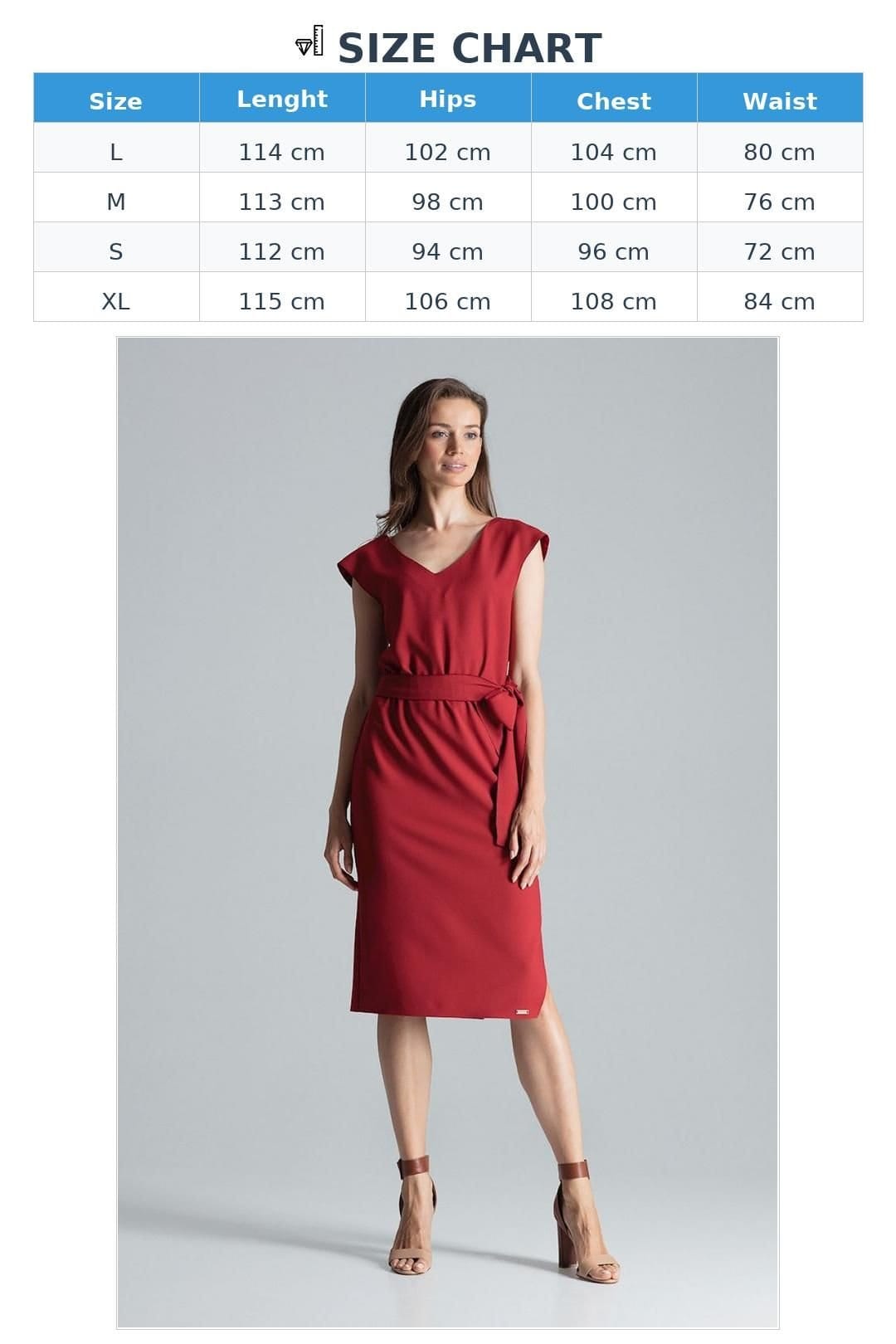 Love Lace Love Lace Women's V Neck Asym Slit Midi Dress with Tied Belt in Red - 4