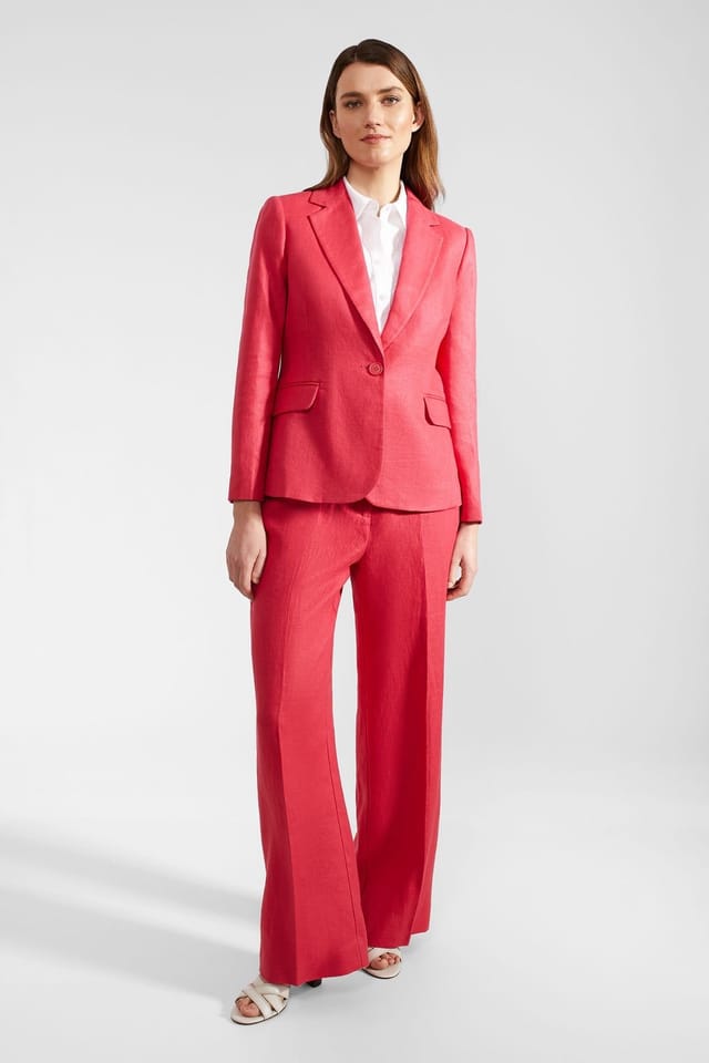 Hobbs London Hobbs London Women's Mirabel Linen Blazer in Bright Pink - 3