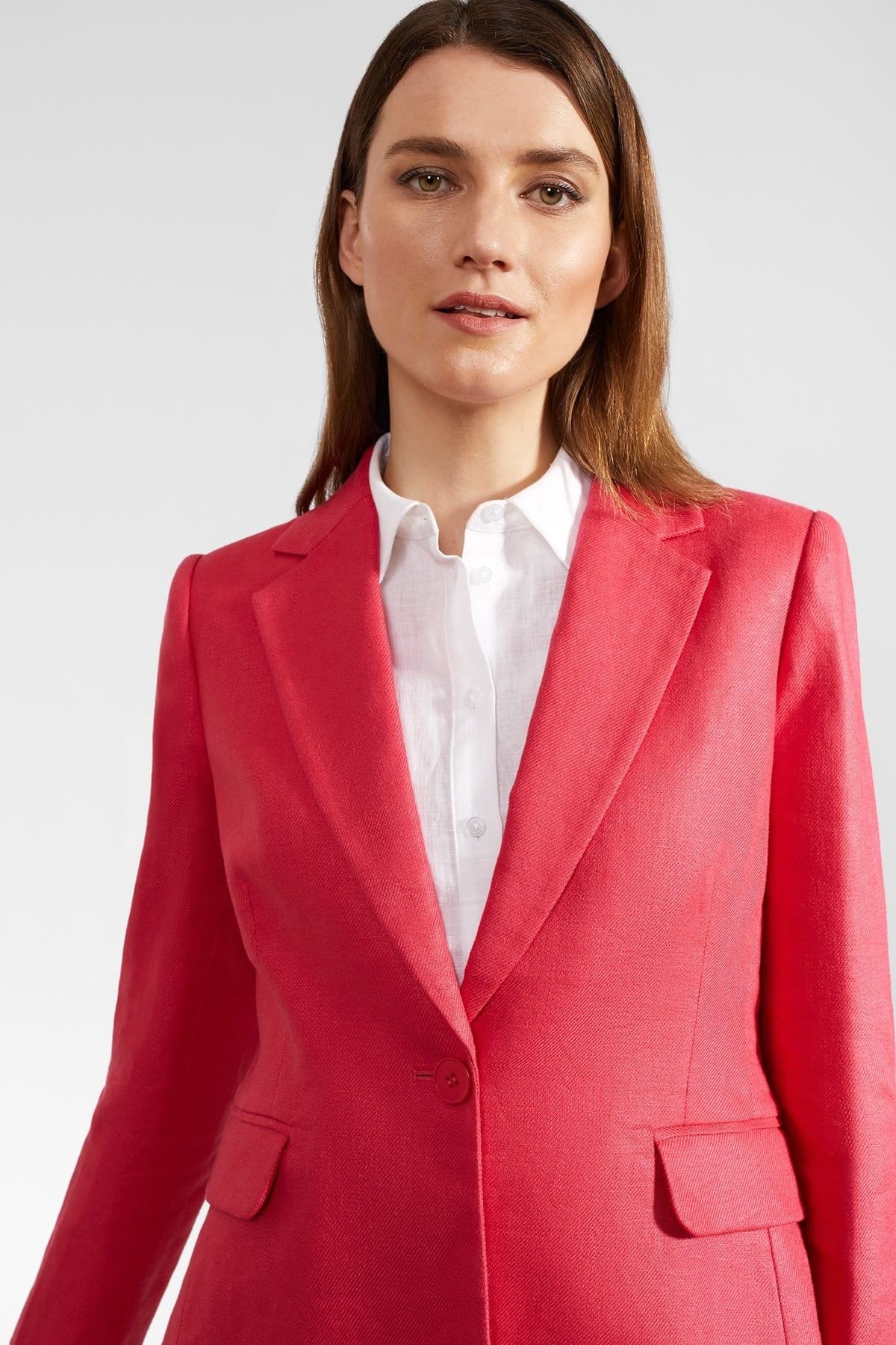 Hobbs London Hobbs London Women's Mirabel Linen Blazer in Bright Pink - 4