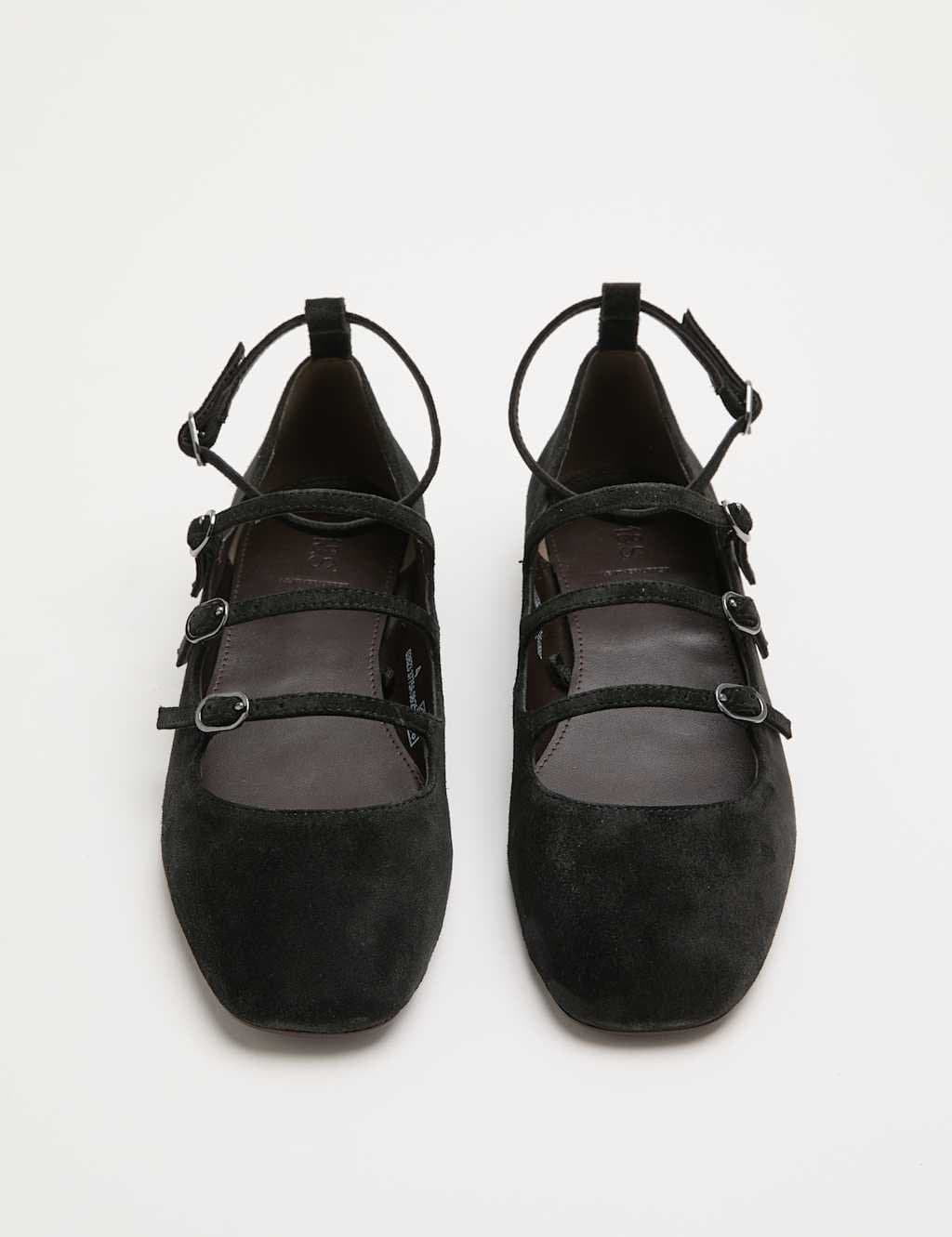 Marks & Spencer M&S Black Suede Ankle Strap Mary Jane Pumps