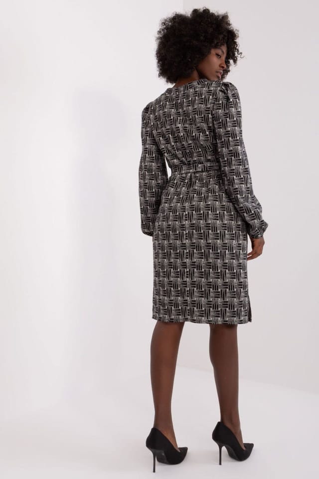 Love Lace Love Lace Women's Geometric Heart Neck Tie Belt Dress in Black - 2