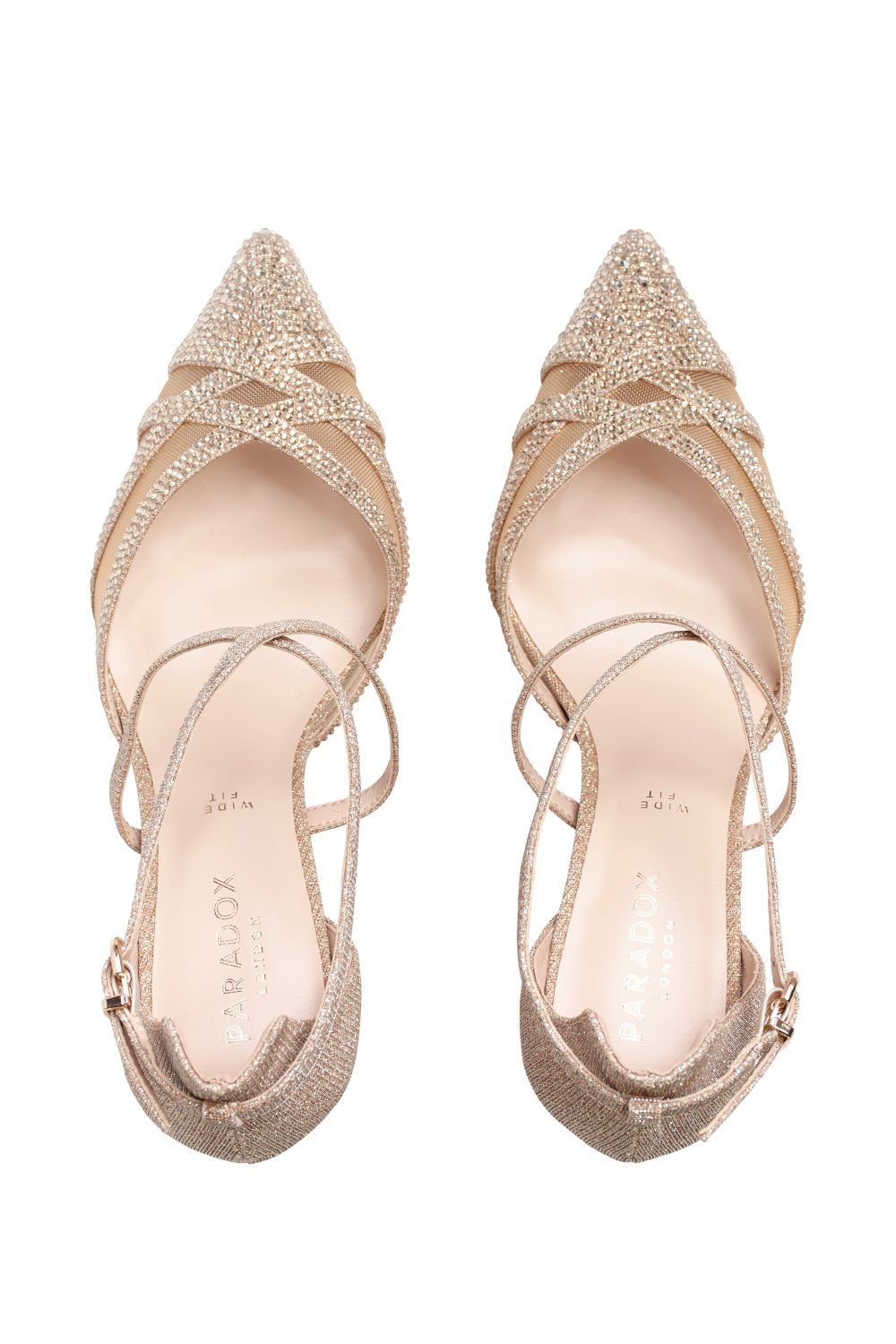 Paradox London Paradox London Women's 'Fresco' Wide Fit Cross Strap Mid Heel Open Courts in Gold - 3