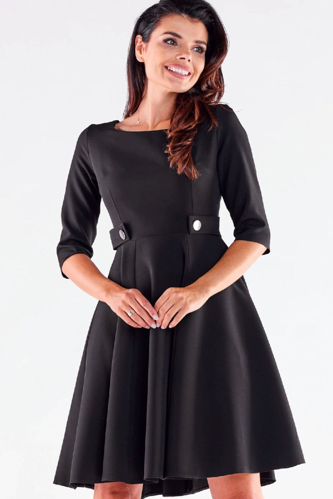 Love Lace Love Lace Black Short Sleeve Button Waist Dress