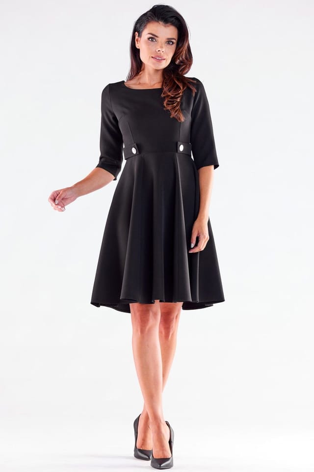Love Lace Love Lace Women's Black Short Sleeve Button Waist Dress Made in Poland - 2