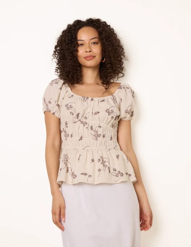 Blue Vanilla Embroidery Peplum Blouse - 3