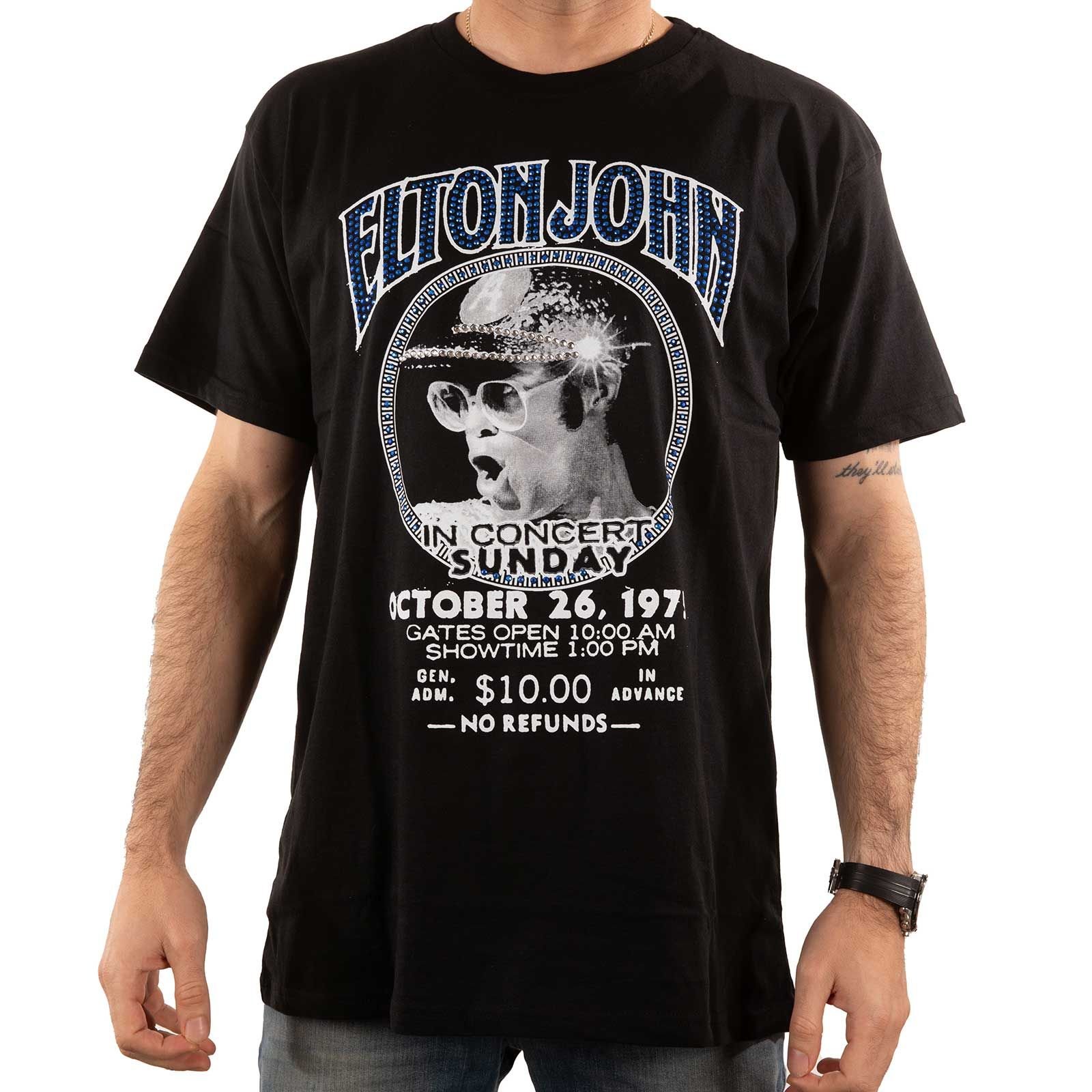 Elton John Elton John Men's In Concert Embellished T-Shirt in Black - 3